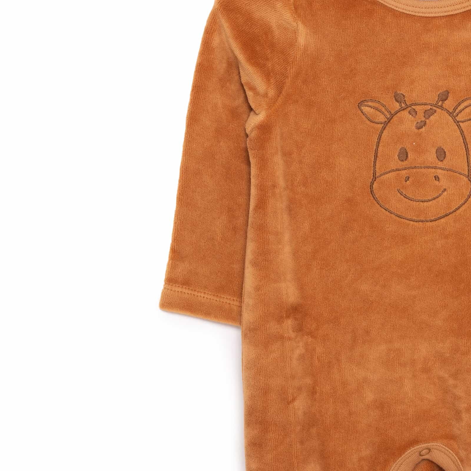 Yenidoğan Unisex Nakışlı Kadife Patikli Tulum Unisex