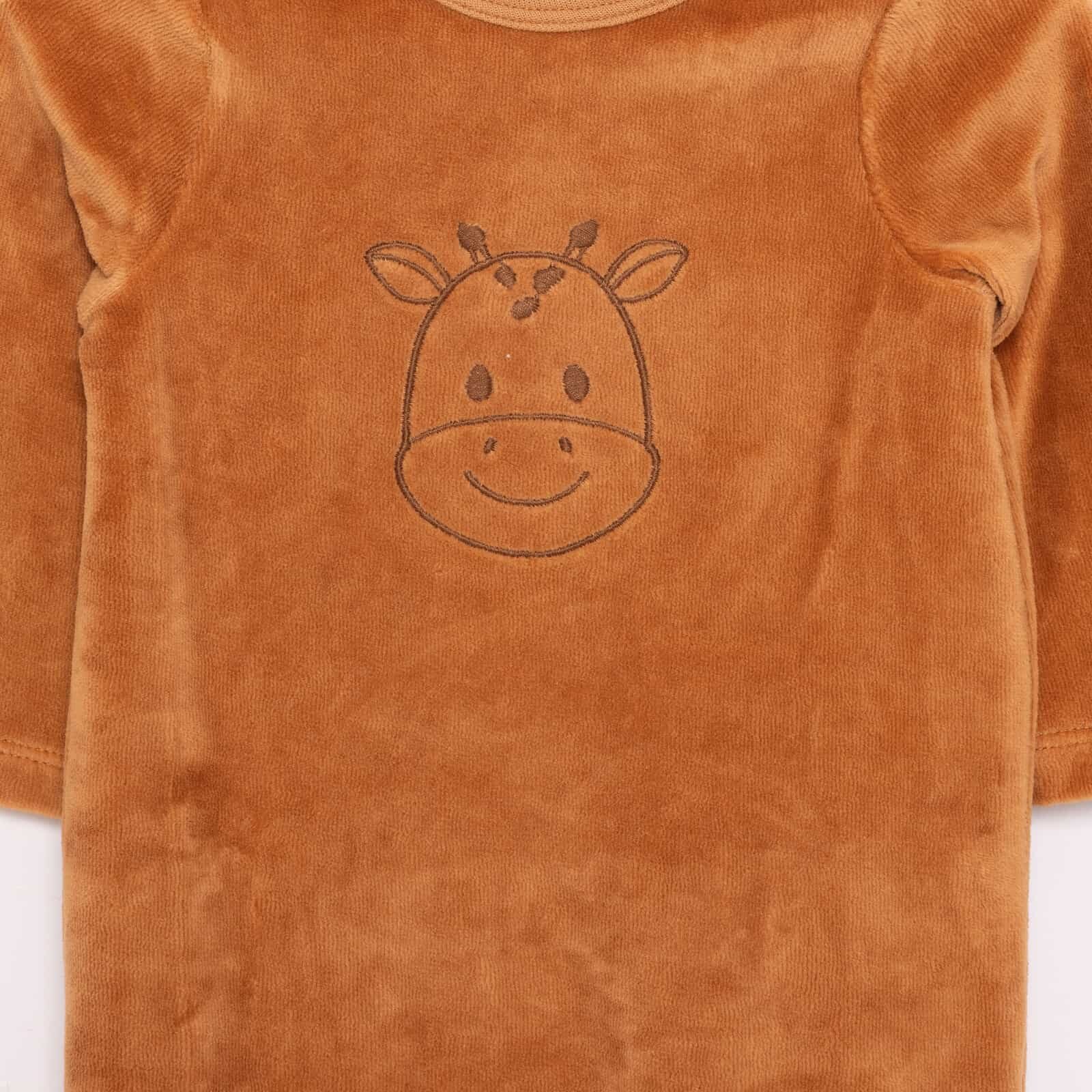 Yenidoğan Unisex Nakışlı Kadife Patikli Tulum Unisex