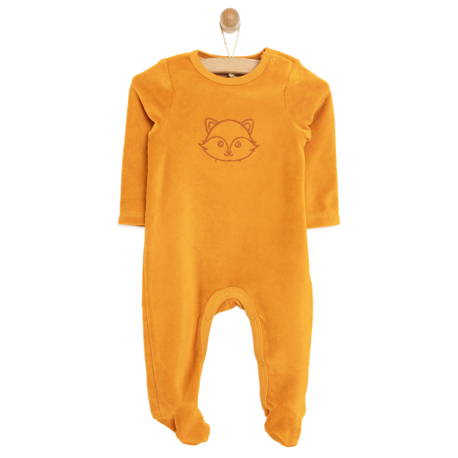 Yenidoğan Unisex Nakışlı Kadife Patikli Tulum Unisex