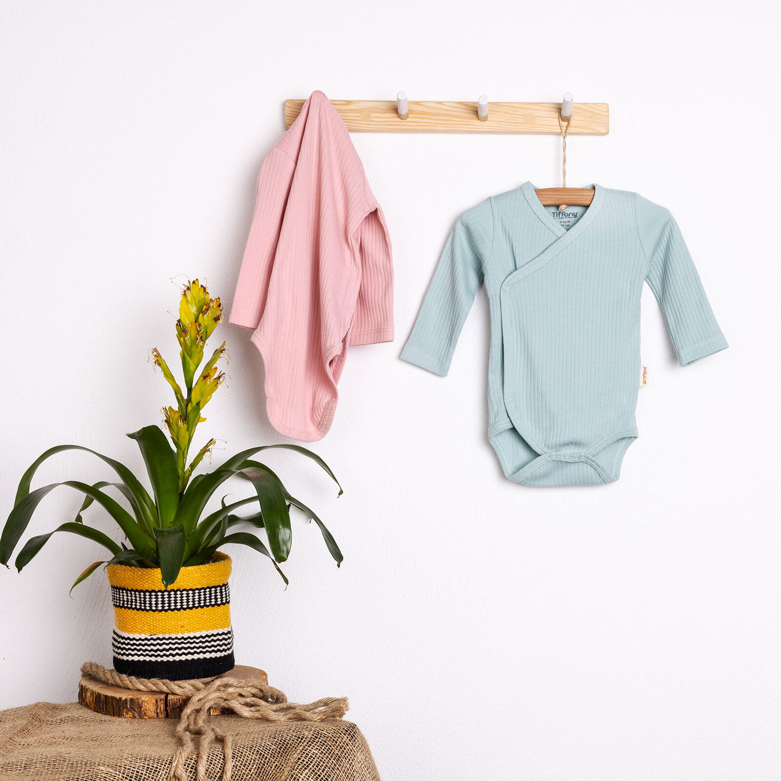 Kız Bebek Yenidoğan Zıbın Body %100 Pamuk Çıtçıtlı Yaka Uzun Kol