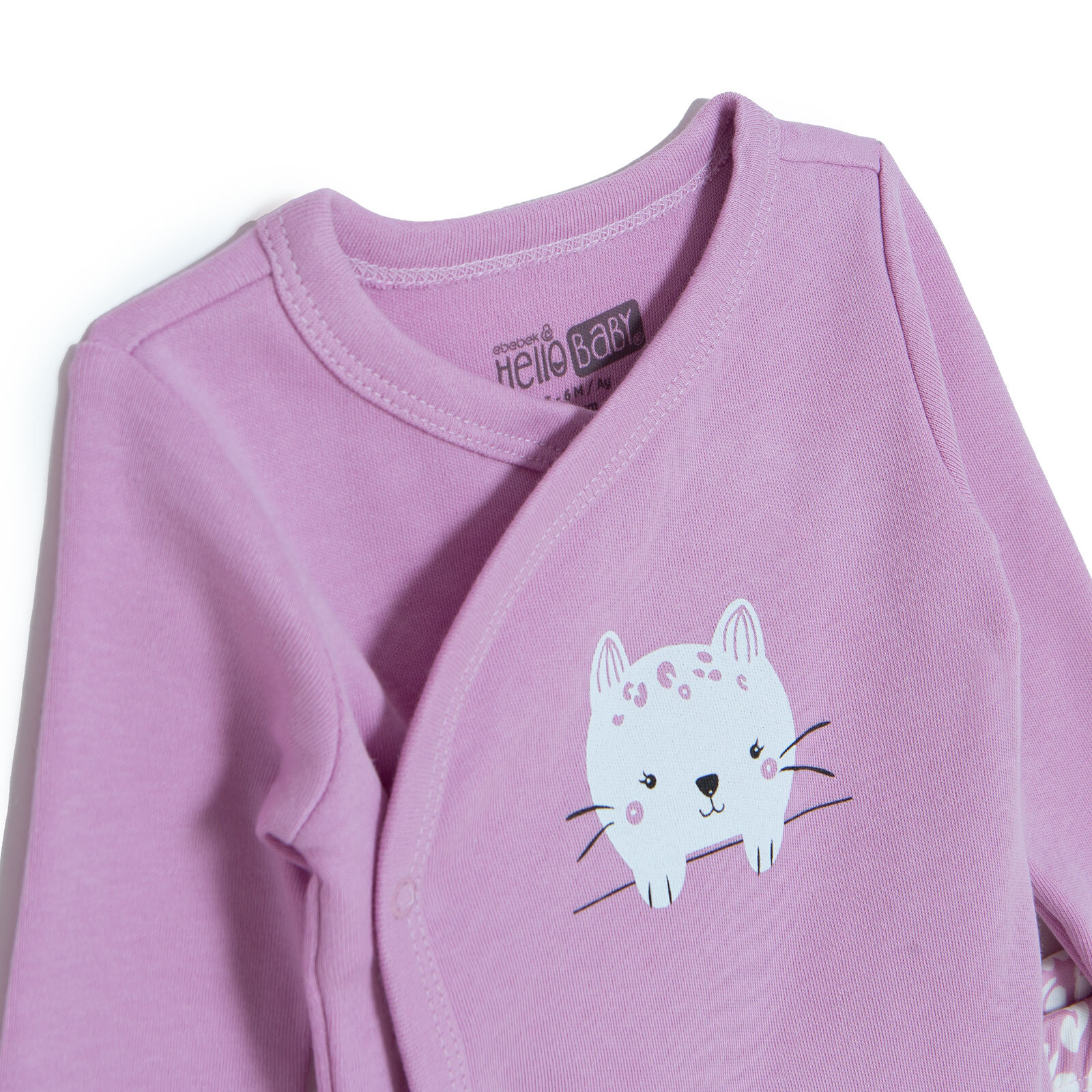 Kız Bebek Zıbın Body-Patikli Alt İnterlok Bisiklet Yaka Uzun Kol Patikli Paça