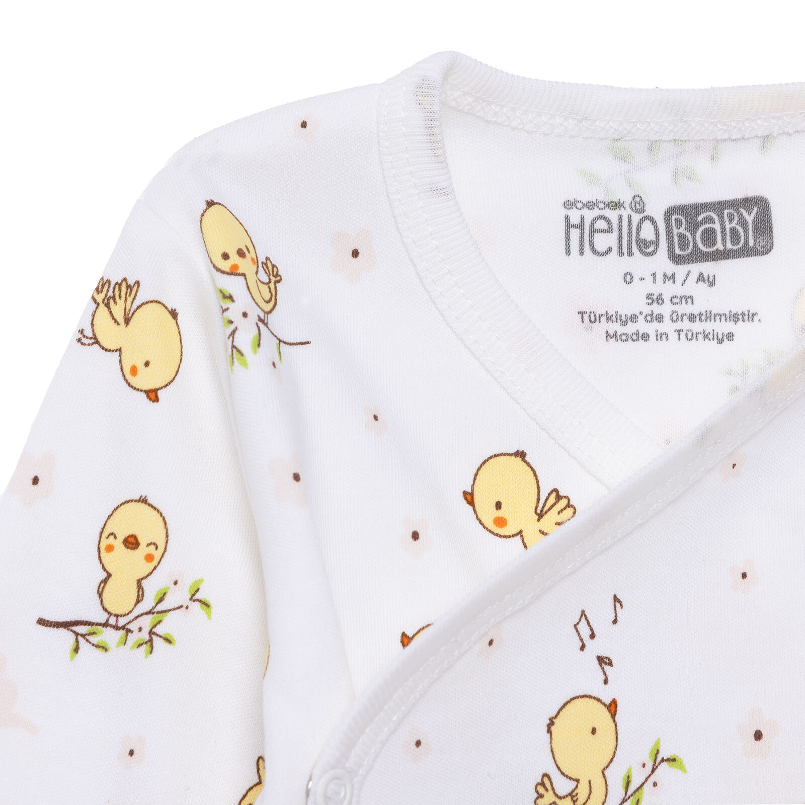 Kız Bebek Yenidoğan Zıbın-Patiksiz Alt İnterlok Bisiklet Yaka Uzun Kol Patiksiz Paça