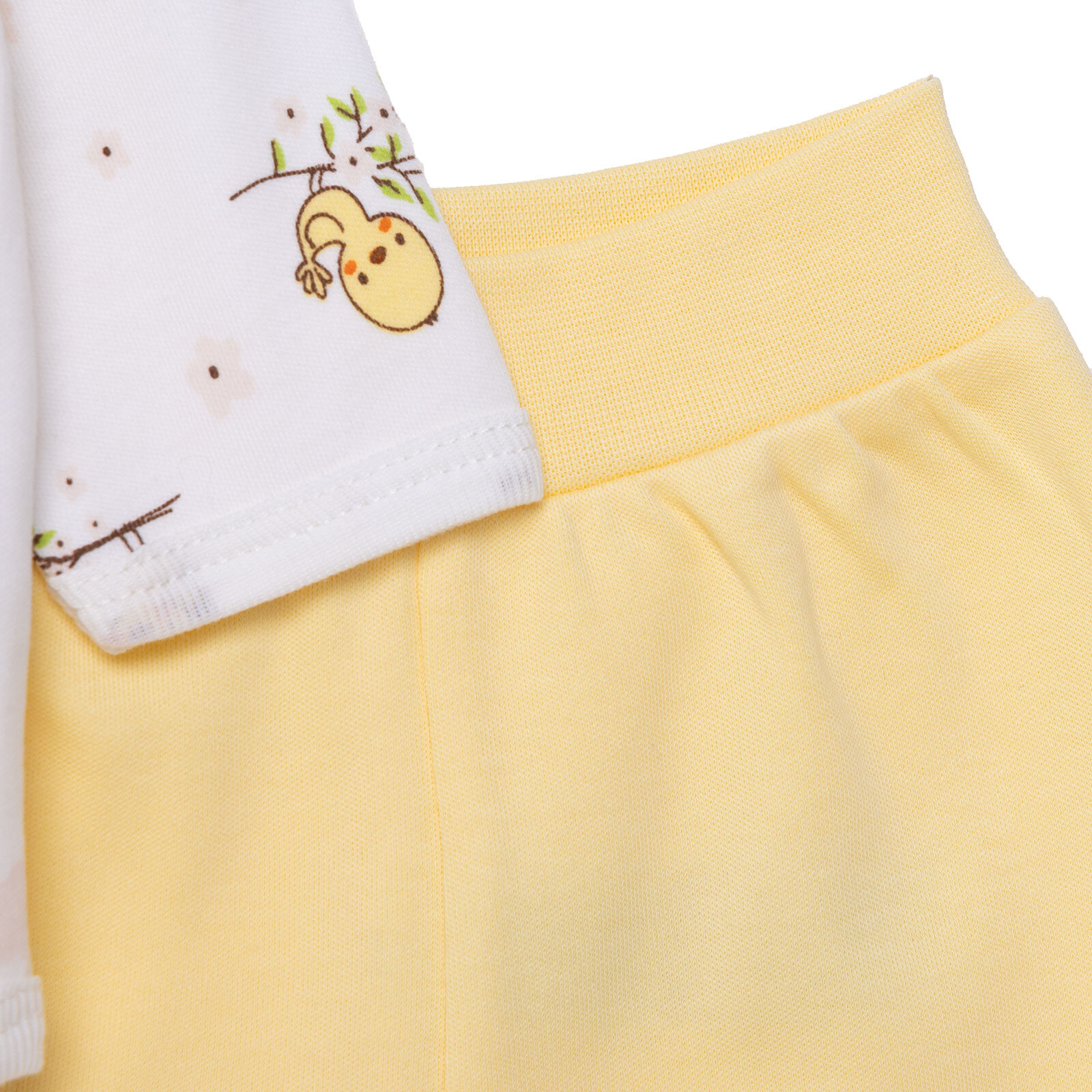 Kız Bebek Yenidoğan Zıbın-Patiksiz Alt İnterlok Bisiklet Yaka Uzun Kol Patiksiz Paça