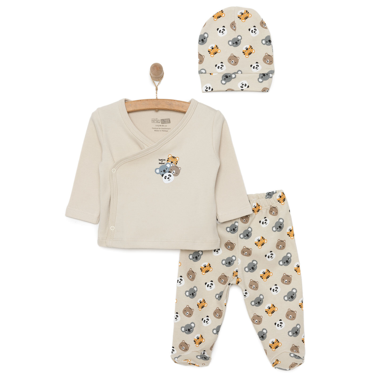 Yenidoğan Zıbın-Şapka-Patikli Alt 3lü Set Erkek Bebek