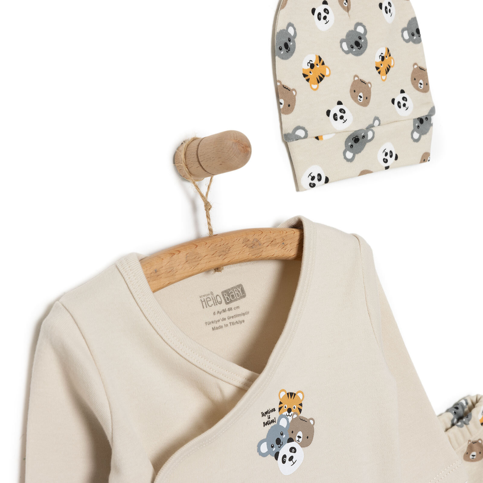 Yenidoğan Zıbın-Şapka-Patikli Alt 3lü Set Erkek Bebek