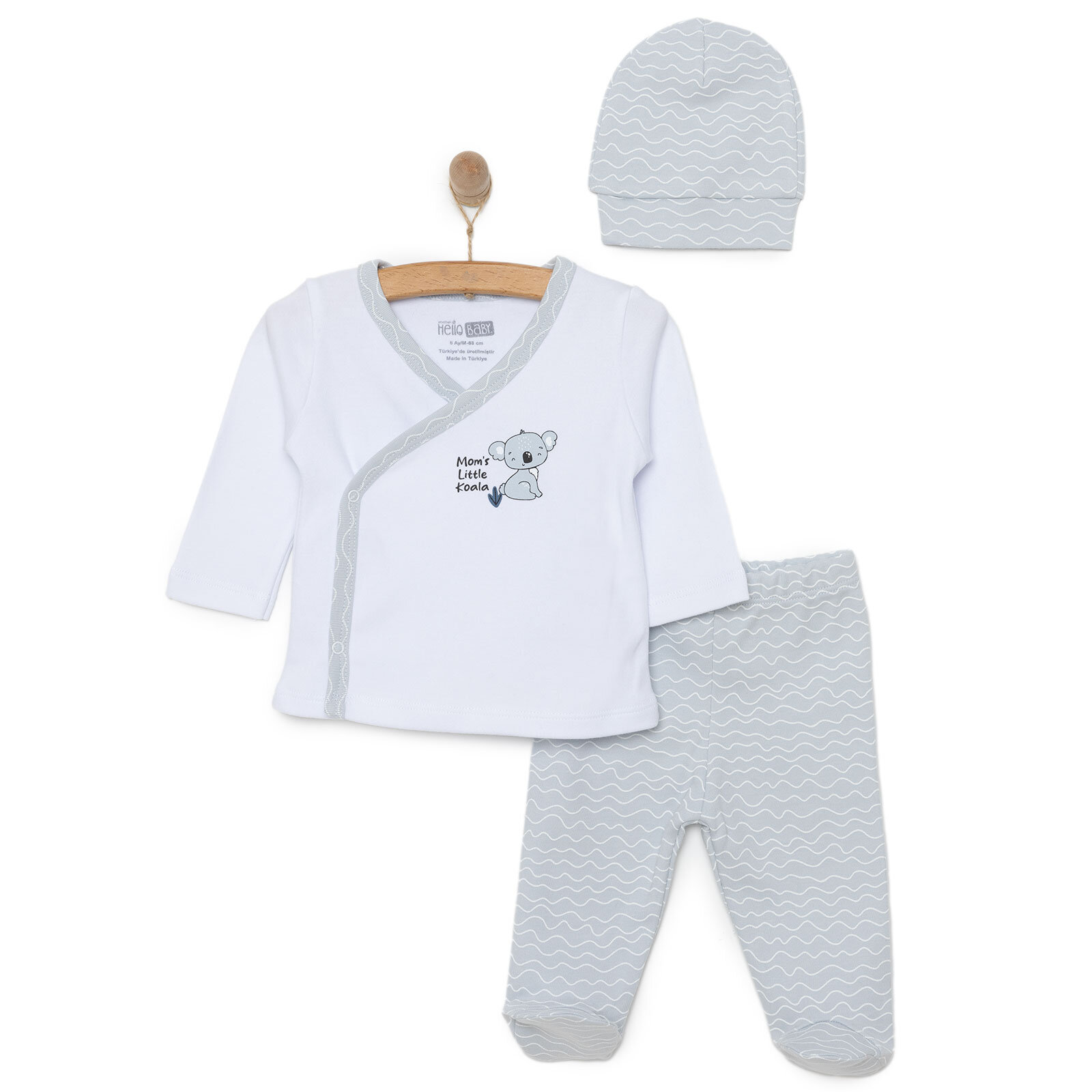 Yenidoğan Zıbın-Şapka-Patikli Alt 3lü Set Erkek Bebek