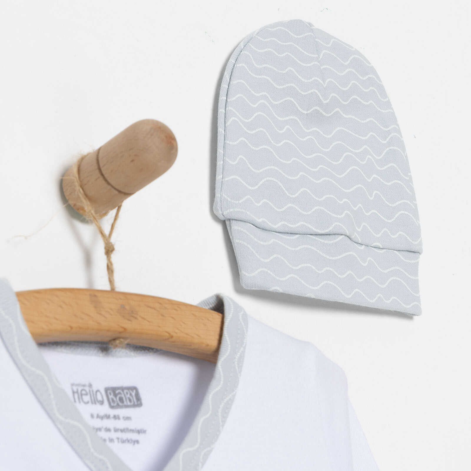 Yenidoğan Zıbın-Şapka-Patikli Alt 3lü Set Erkek Bebek