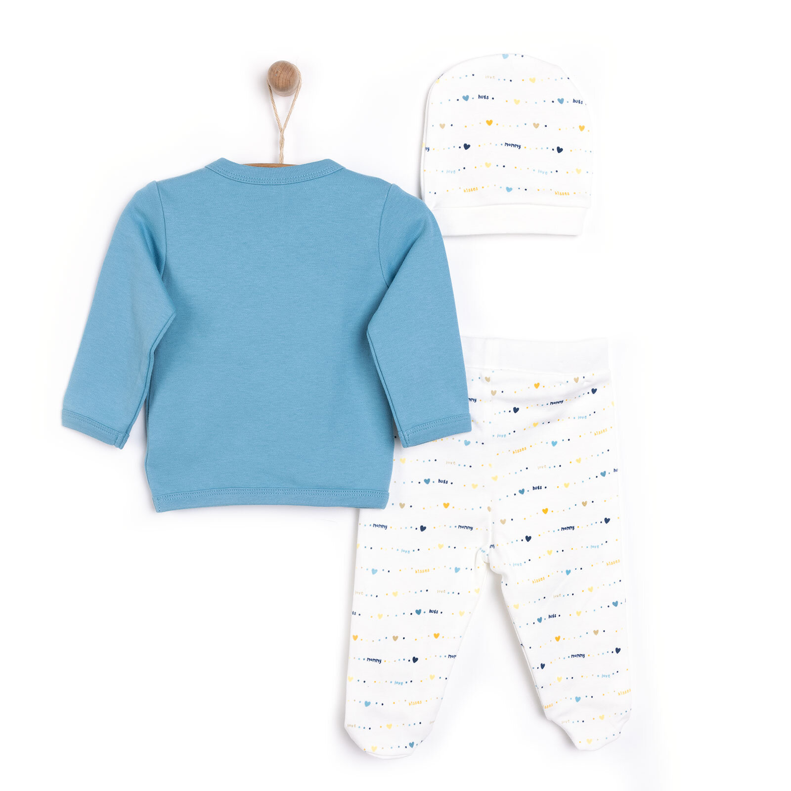 Yenidoğan Zıbın-Şapka-Patikli Alt Erkek Bebek