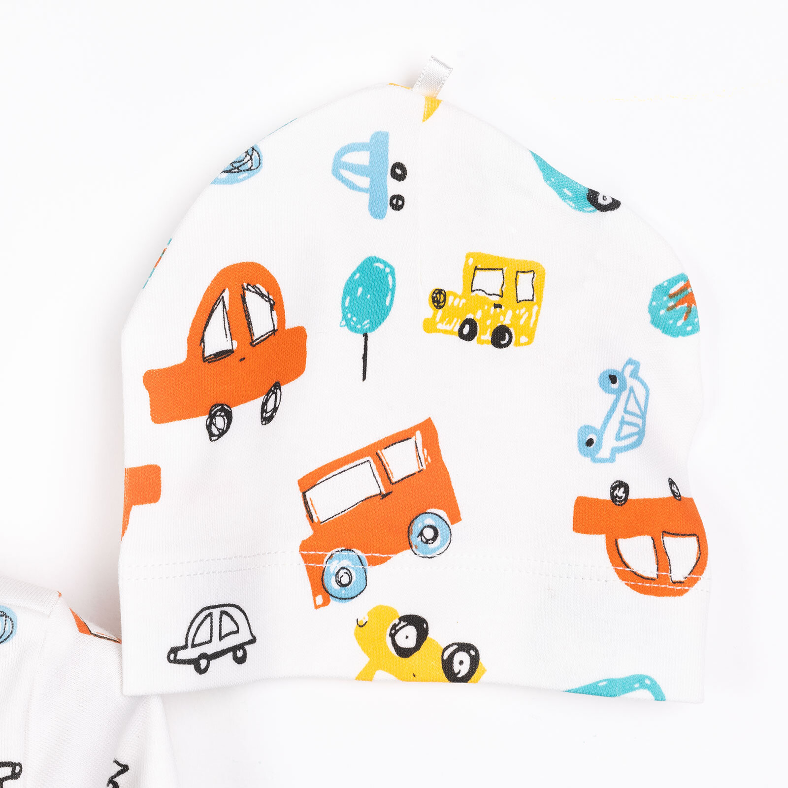 Yenidoğan Zıbın-Şapka-Patikli Alt İnterlok Çıtçıtlı Zarf Yaka Uzun Kol Ekru