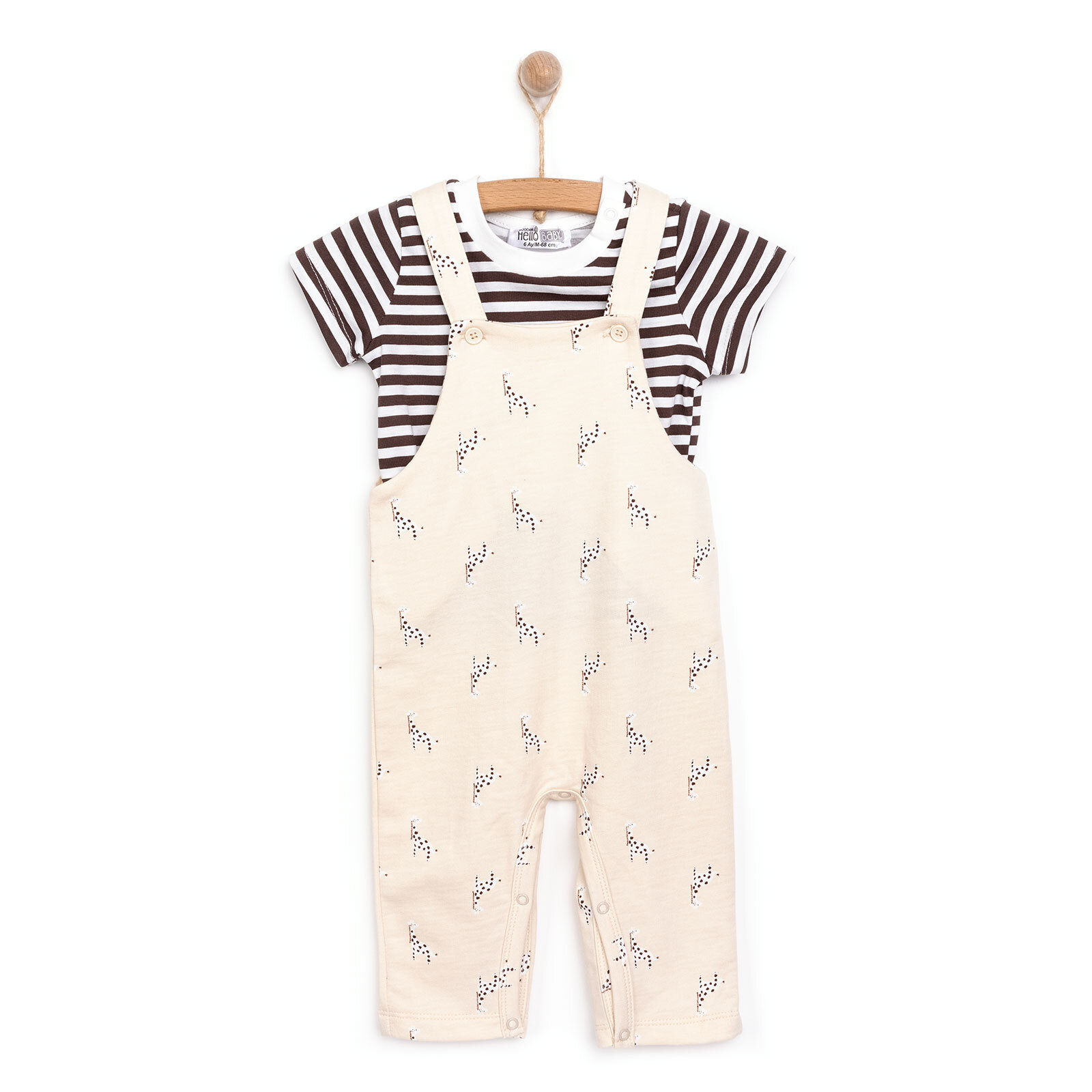 Yenidoğan Zürafa Desen Salopet Tshirt Takım Unisex