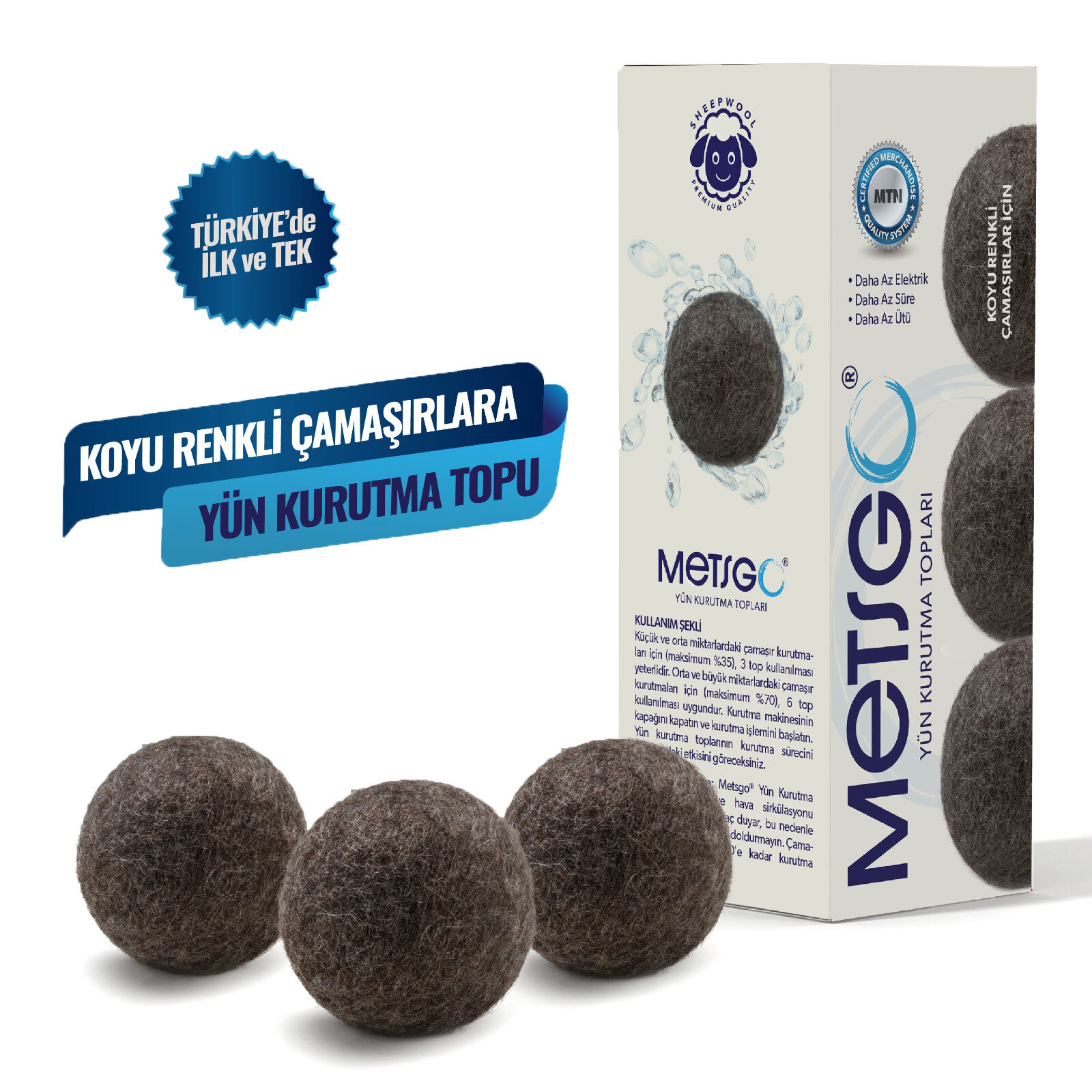 Yün Kurutma Topu 3'lü Set (Koyu Renkli Çamaşırlar) Yün Kurutma Topu 3'lü Set (Koyu Renkli Çamaşırlar)