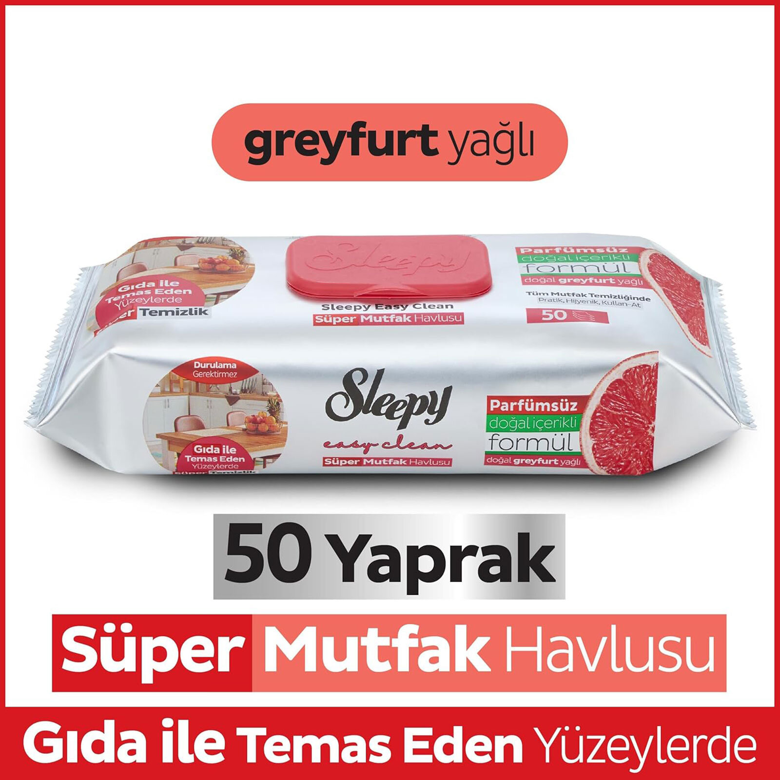 Yüzey Temizlik Süper Mutfak Havlusu Greyfurt 50 Adet