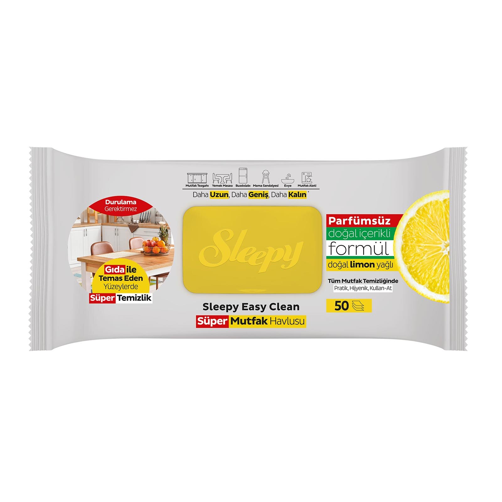Yüzey Temizlik Süper Mutfak Havlusu Limon 50 Adet