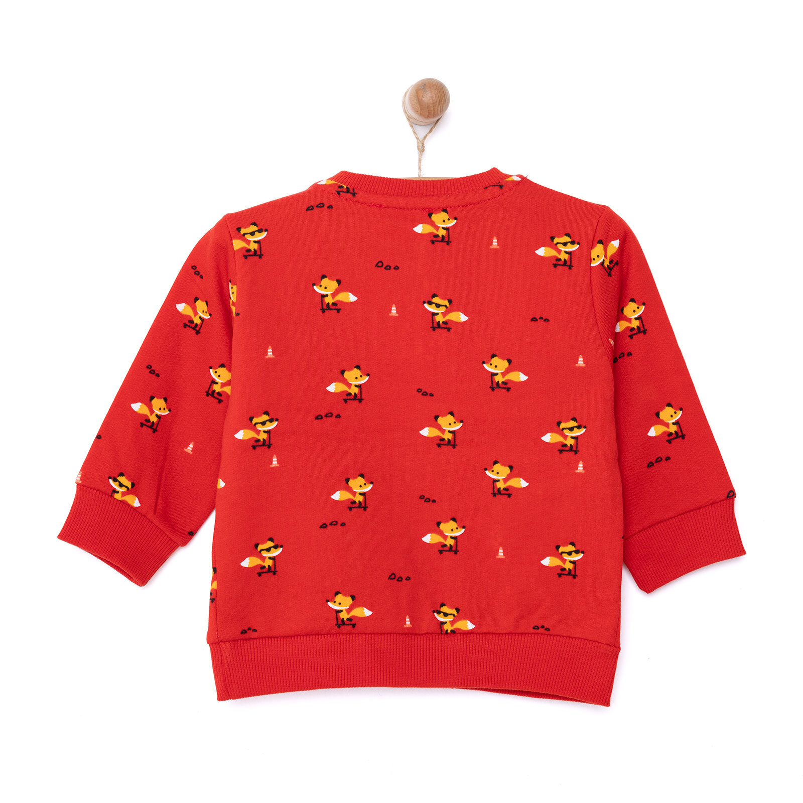 Erkek Bebek Sweatshirt Şardonlu  Wild One Baskılı Çıtçıtlı Bisiklet Yaka Uzun Kol