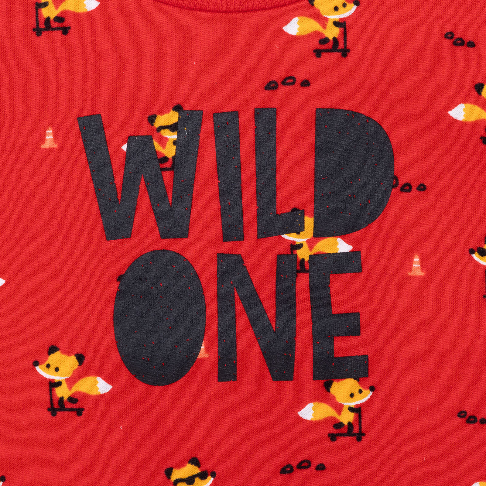 Erkek Bebek Sweatshirt Şardonlu  Wild One Baskılı Çıtçıtlı Bisiklet Yaka Uzun Kol