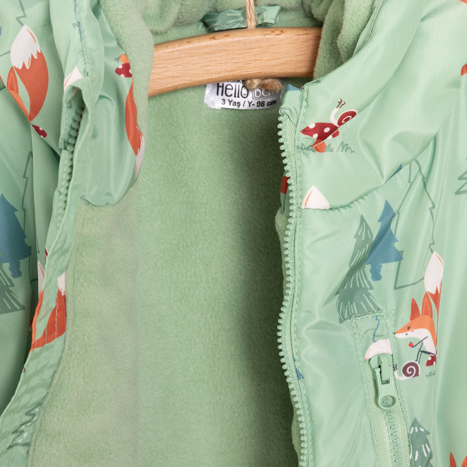 Metraj Baskılı Kapüşonlu Mont Erkek Bebek Metraj Baskılı Kapüşonlu Mont Erkek Bebek