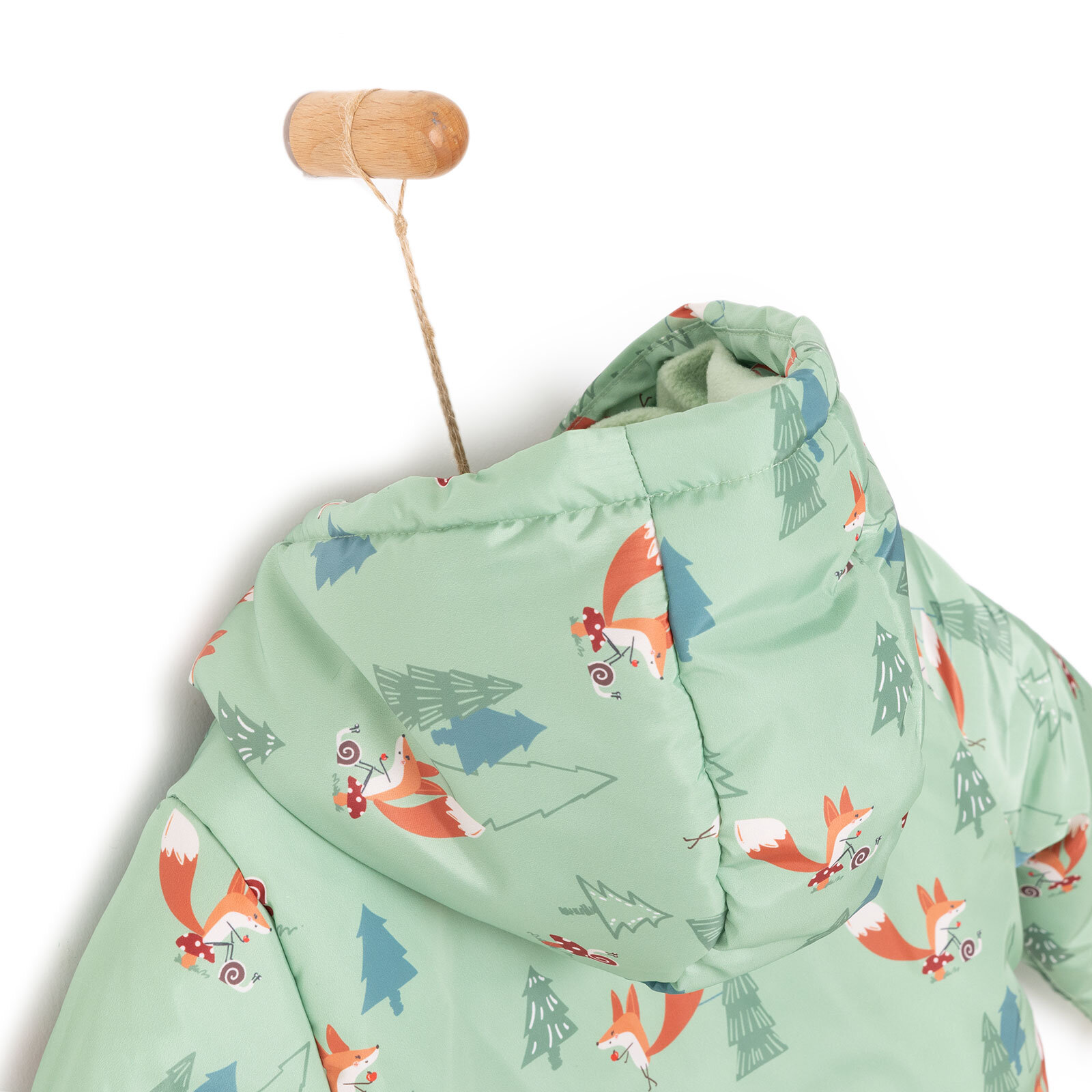 Metraj Baskılı Kapüşonlu Mont Erkek Bebek Metraj Baskılı Kapüşonlu Mont Erkek Bebek