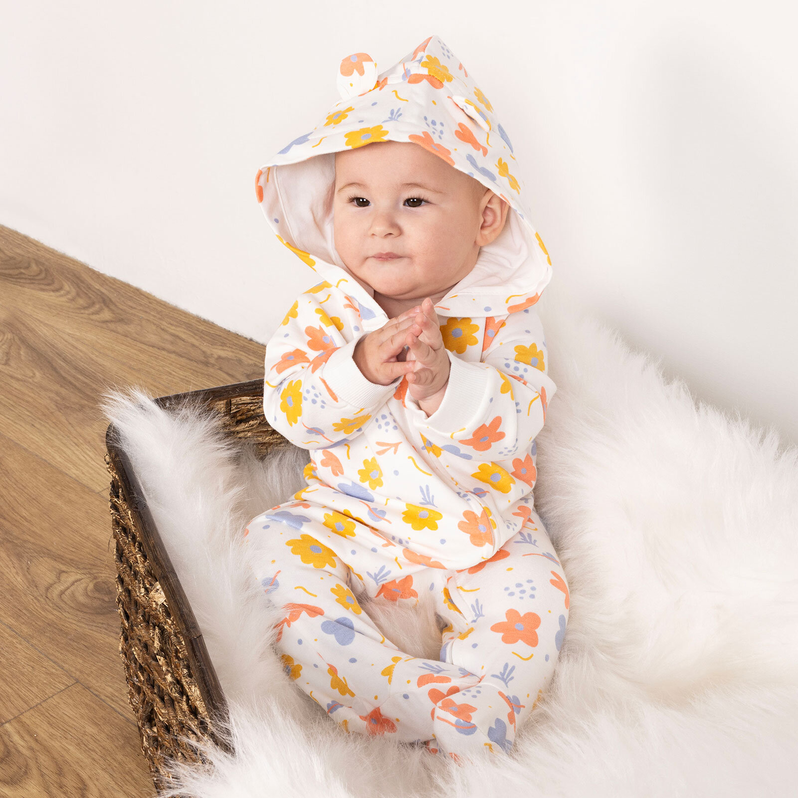 Yenidoğan Kapüşonlu Tulum Kız Bebek