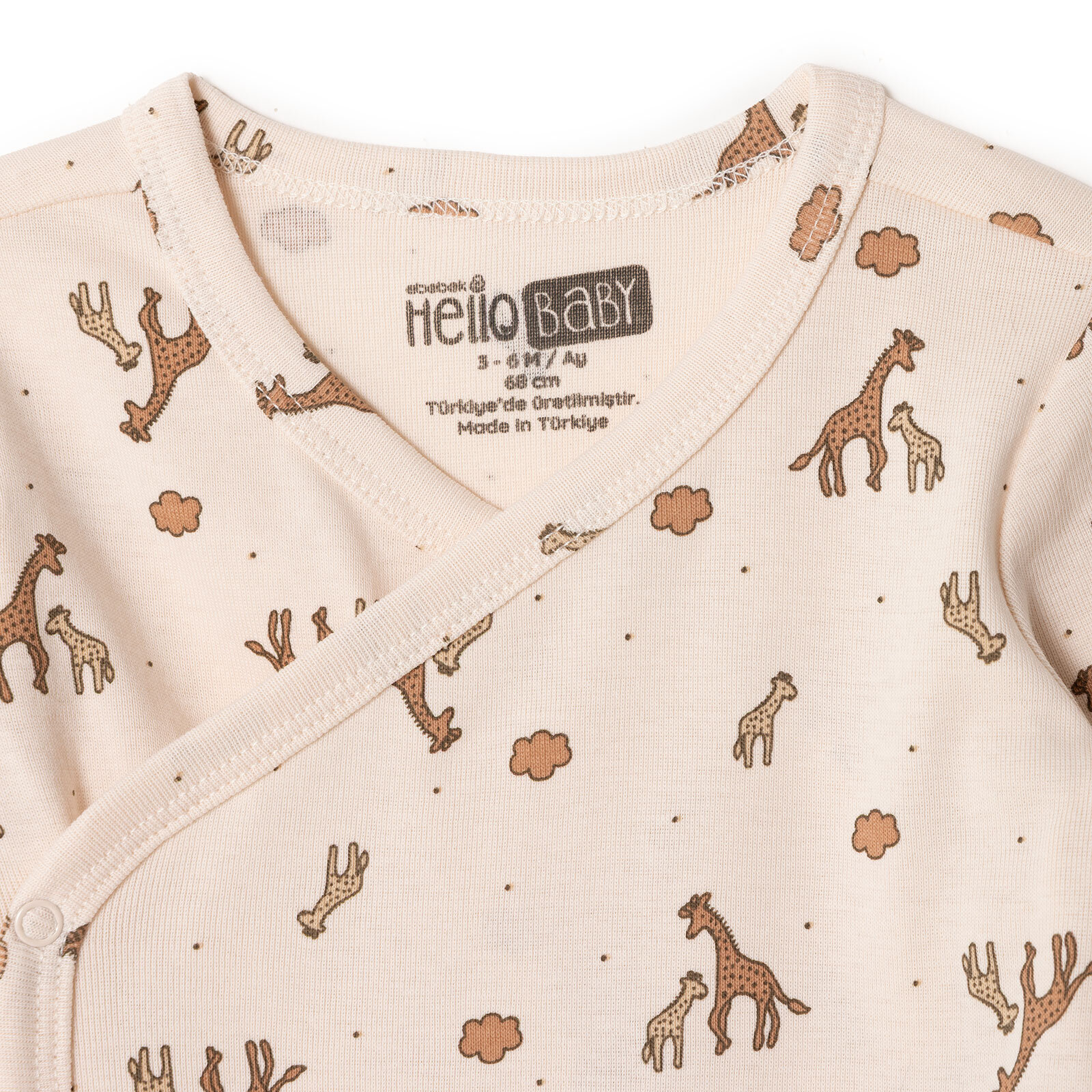 Erkek Bebek Zıbın Body İnterlok V Yaka Uzun Kol