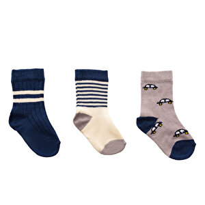 HelloBaby, 3lü Soket Çor, Mavi, 0-6 Ay