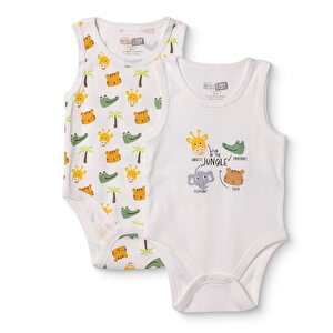 HelloBaby 2li Atlet Body, Ekru, 1 - 3 Ay