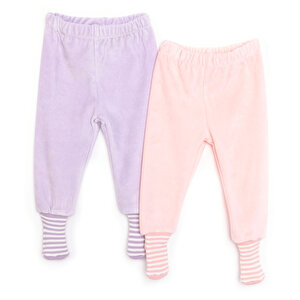 Hellobaby 2li Kadife Çoraplı, Lila, 3 Ay