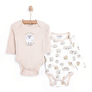 HelloBaby 2'li Uzun Kol Body, Bej, 3 Ay