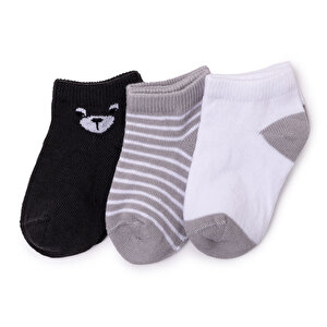 HelloBaby 3'lü Bilek Çorap, Gri, 0-6 Ay