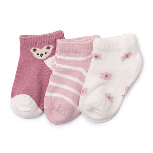 HelloBaby 3'lü Bilek Çora, Pembe, 0-6 Ay