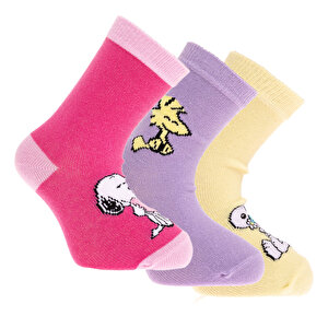 Snoopy 3lü Soket Çorap, Pembe, 0-6 Ay
