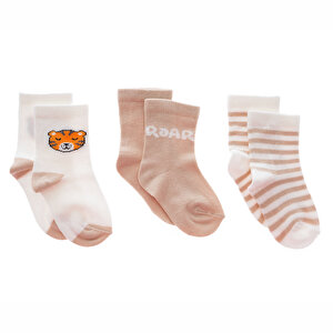 HelloBaby 3lü Soket Çorap, Bej, 0-6 Ay