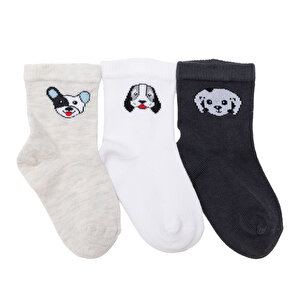 HelloBaby 3lü Soket, Gri Melanj, 0-6 Ay