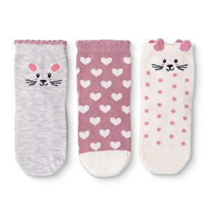 HelloBaby 3lü Soket Çorap, Gri, 0-6 Ay