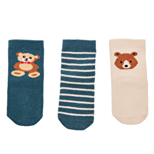 HelloBaby 3lü Sok, Yeşil Baskılı, 0-6 Ay