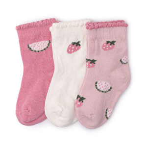 HelloBaby 3lü Sok, Pembe Baskılı, 0-6 Ay