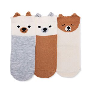 HelloBaby 3lü Soket Çorap, Ekru, 0-6 Ay