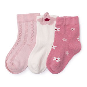 HelloBaby 3lü Sok, Pembe Baskılı, 0-6 Ay