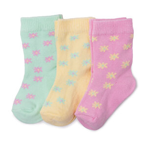 HelloBaby 3lü Sok, Yeşil Baskılı, 0-6 Ay