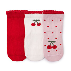 HelloBaby 3lü Soket Çor, Kırmızı, 0-6 Ay