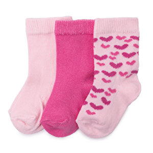 HelloBaby 3lü Sok, Pembe Baskılı, 0-6 Ay