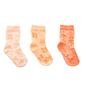 HelloBaby 3lü Soket Çor, Turuncu, 0-6 Ay