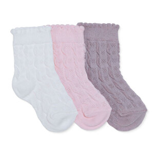 HelloBaby 3lü Soket Çorap, Pembe, 0-6 Ay
