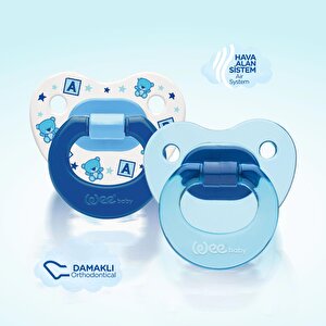 438 Wee Baby 2'li Damaklı Emzik No:2 Mavi 438 Wee Baby 2'li Damaklı Emzik No:2 Mavi