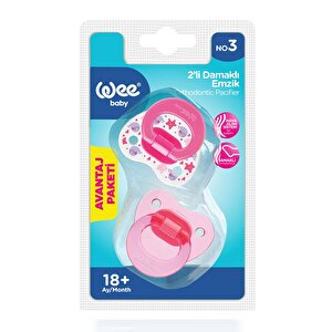 439 Wee Baby 2'li Damaklı Emzik No:3 Pembe