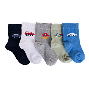 HelloBaby 5li Soket Çorap, Mavi, 0-6 Ay