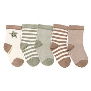HelloBaby 5'li Soket Çorap, Bej, 0-6 Ay