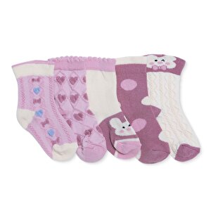 HelloBaby 5'li Soket Çora, Pembe, 0-6 Ay