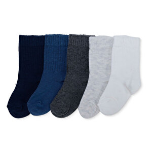HelloBaby 5'li Soket Çorap, Mavi, 0-6 Ay