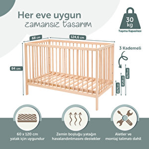 Ahşap Kademeli Beşik 60x120 cm Ahşap Kademeli Beşik 60x120 cm