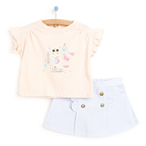 Secret Garden Kız Bebek Modelli Tshirt  - Şort Etek